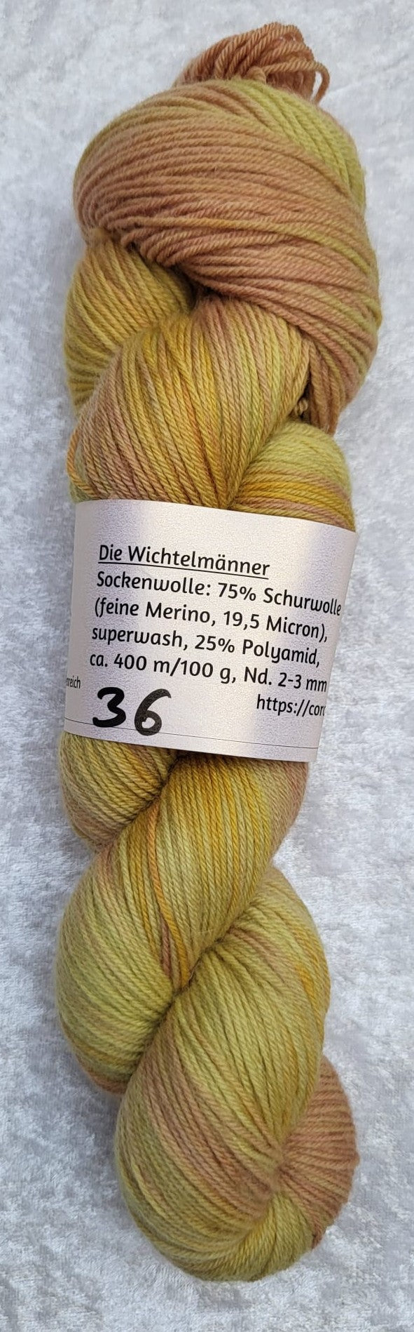 4-fach Sockenwolle: 75 % Schurwolle, 25 % Polyamid